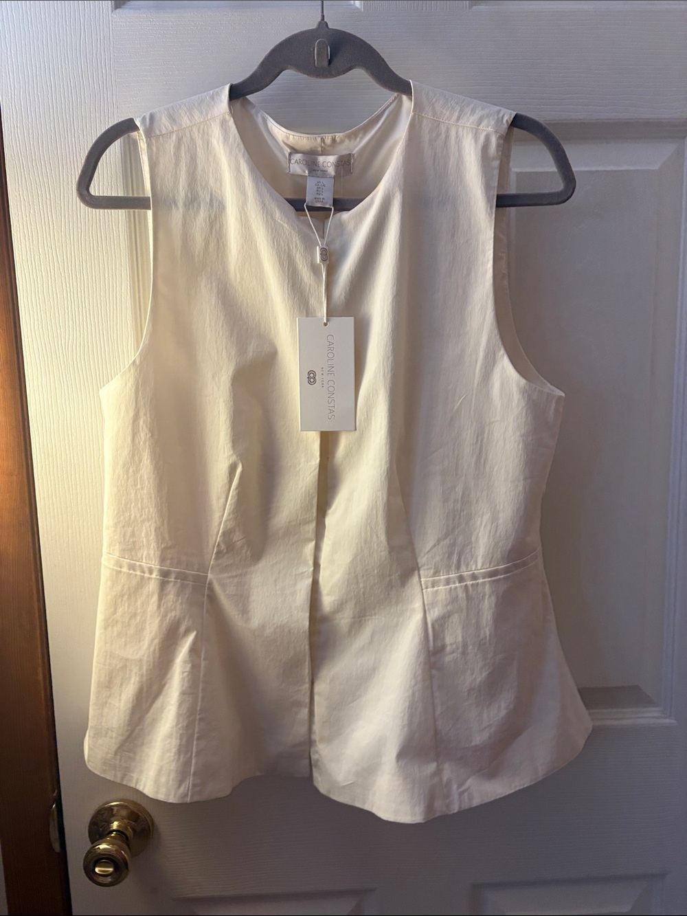 Caroline Constas Ivory Sleeveless Cotton Shell Top